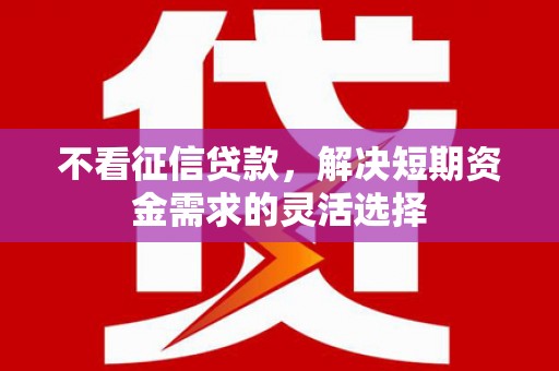 长安不看征信贷款，解决短期资金需求的灵活选择