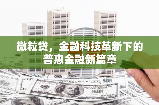 长安微粒贷，金融科技革新下的普惠金融新篇章