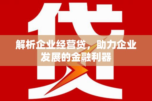 长安解析企业经营贷，助力企业发展的金融利器