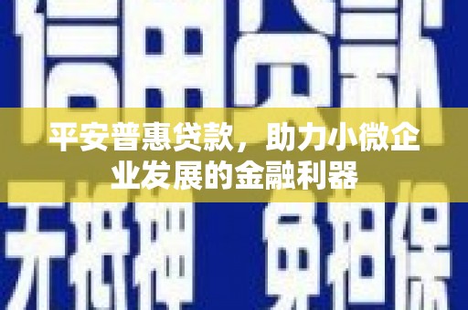 长安平安普惠贷款，助力小微企业发展的金融利器