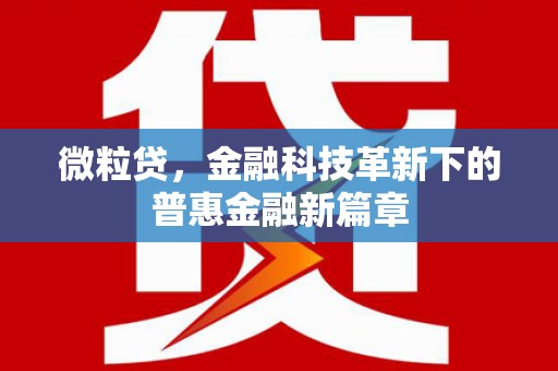 长安微粒贷，金融科技革新下的普惠金融新篇章