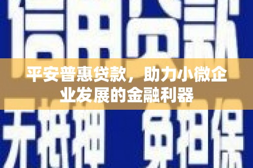 长安平安普惠贷款，助力小微企业发展的金融利器