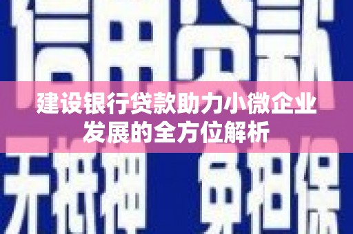 长安建设银行贷款助力小微企业发展的全方位解析