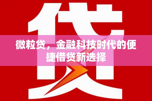 长安微粒贷，金融科技时代的便捷借贷新选择